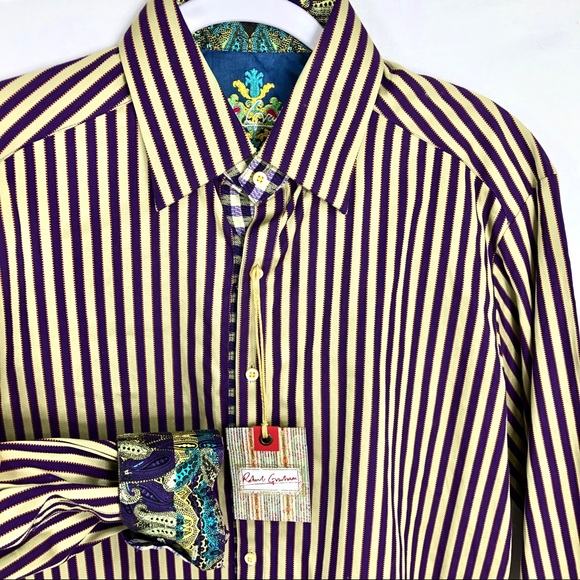 Robert Graham Other - Robert Graham Sz M striped shirt flip cuff paisley